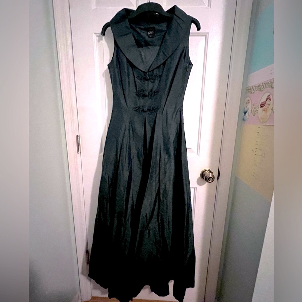 vintage hunter green raw silk holiday halter full skirt dress sz 10 UK 8 US